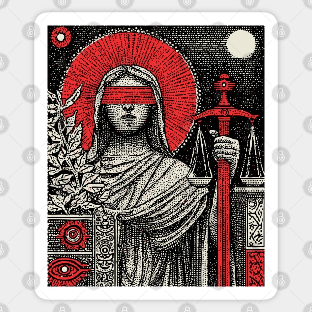 Justice Karmic Balance Tarot Design Sticker by TuncGK
